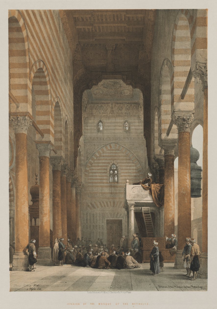 Egito e Núbia, Volume III: Interior da Mesquita dos Metwalys, 1849. de Louis Haghe