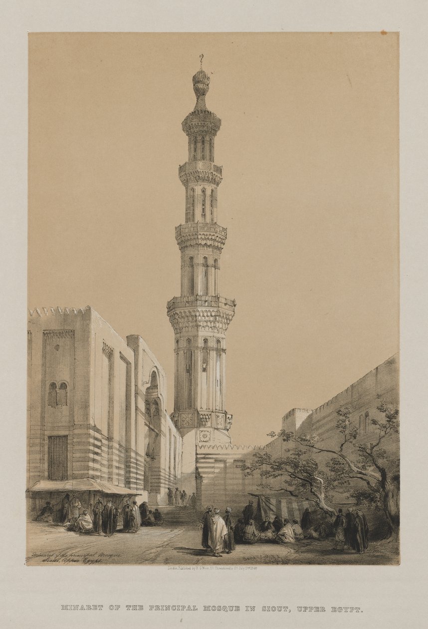 Egito e Núbia, Volume III: Minarete da Mesquita Principal Siout, Alto Egito de Louis Haghe
