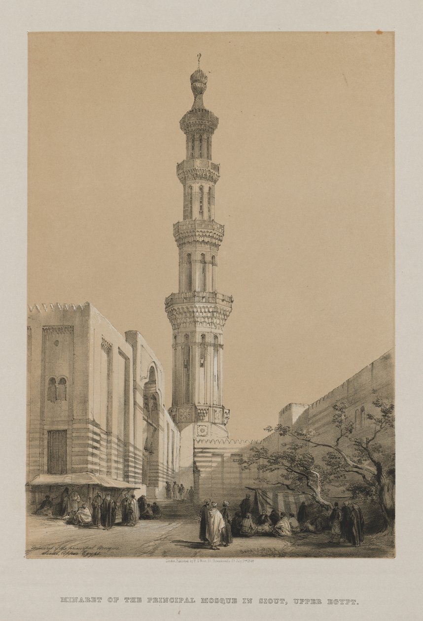 Egito e Núbia, Volume III: Minarete da Mesquita Principal de Siout, Alto Egito, 1849. de Louis Haghe