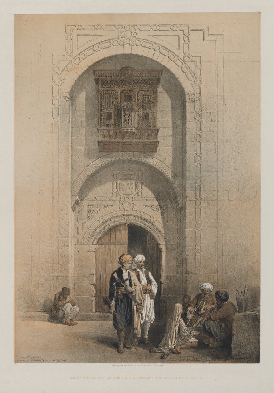 Egito e Núbia, Volume III: Mansão Moderna, mostrando a arquitetura arabesco do Cairo de Louis Haghe