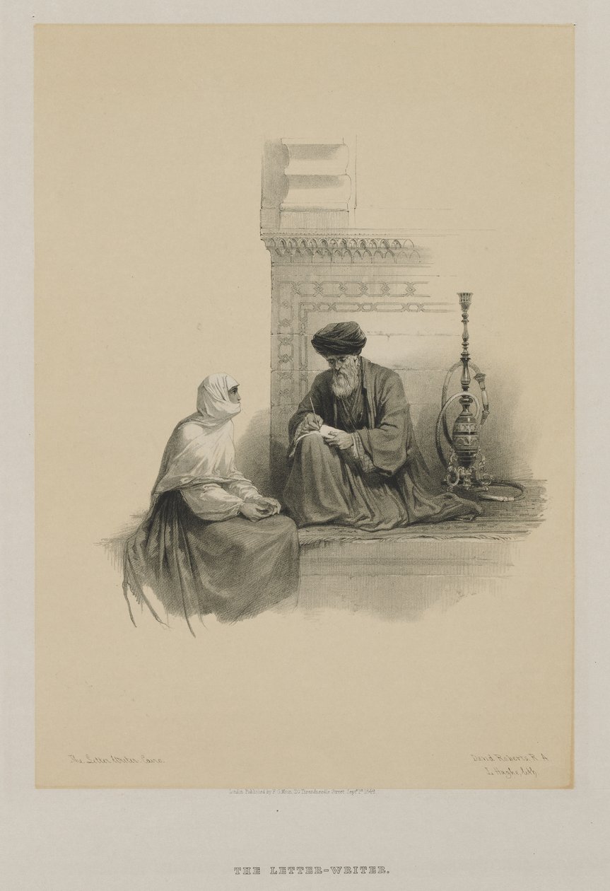 Egito e Núbia, volume III: The Letter-Writer, Cairo, 1849. de Louis Haghe
