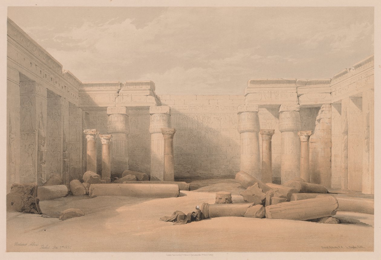 Egito e Núbia: Volume II - No. 18, Medinet Abou, Tebas de Louis Haghe