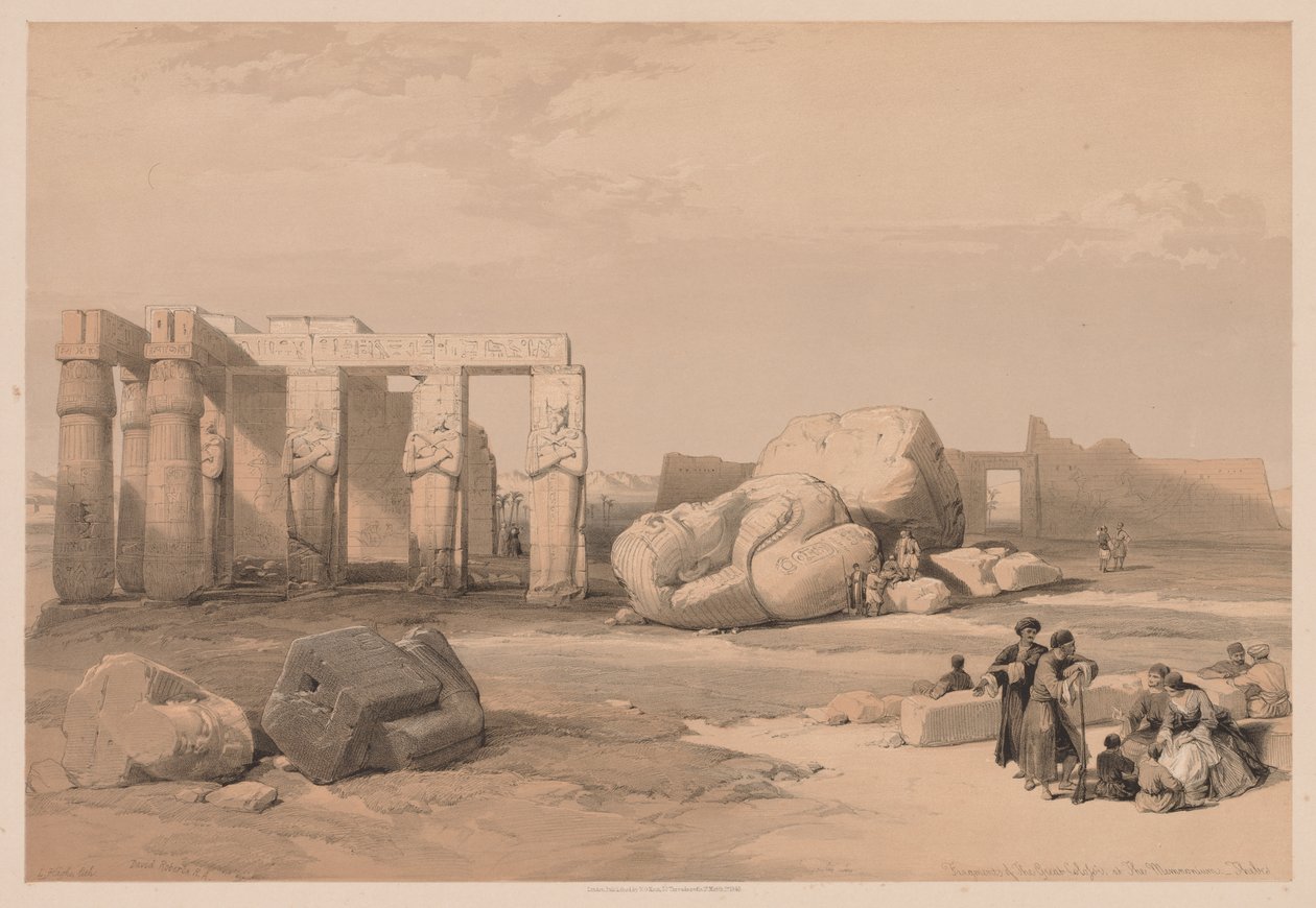 Egito e Núbia: Volume II - No. 4, Fragmentos dos Grandes Colossos, no Memnonium de Louis Haghe