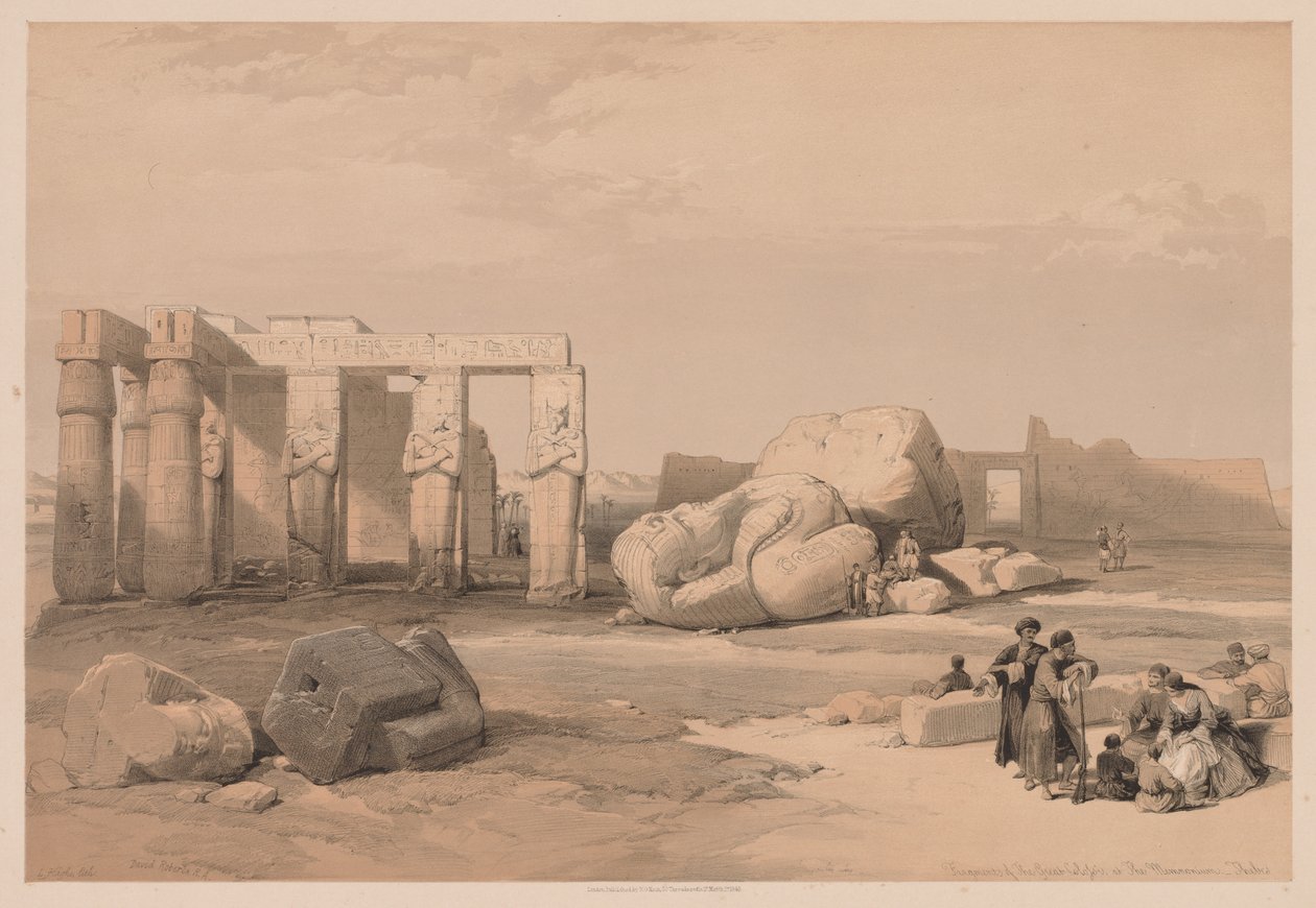 Egito e Núbia: Volume II - Nº 4, Fragmentos dos Grandes Colossos, no Memnonium, 1838. de Louis Haghe