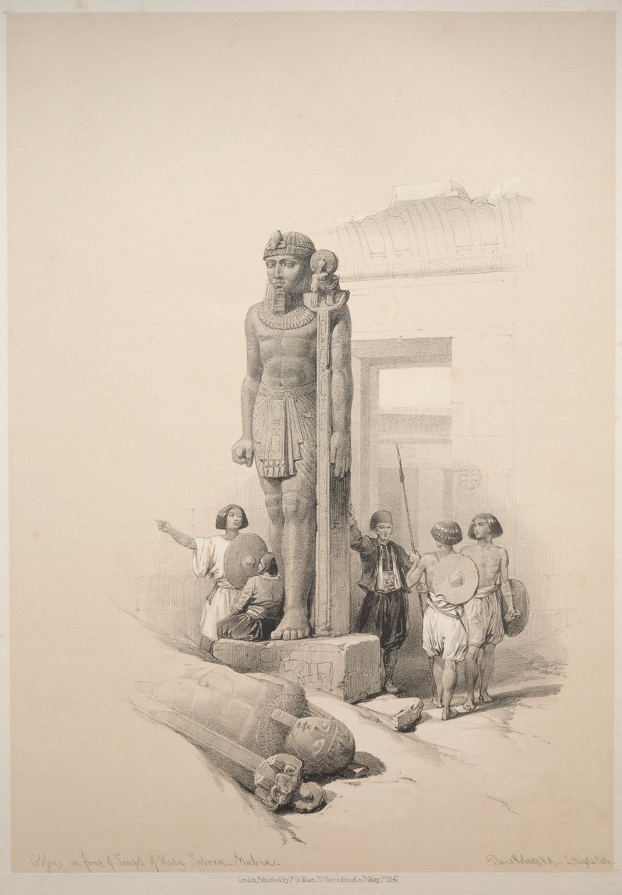 Egito e Núbia: Volume II - No. 7, Colossos em Wady Saboua de Louis Haghe
