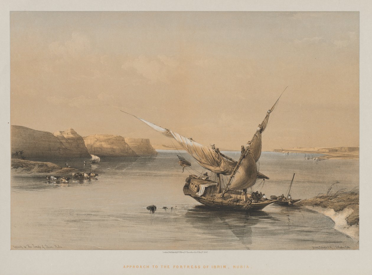 Egito e Núbia, Volume II: Abordagem da Fortaleza de Ibrim, Núbia, 1847. de Louis Haghe