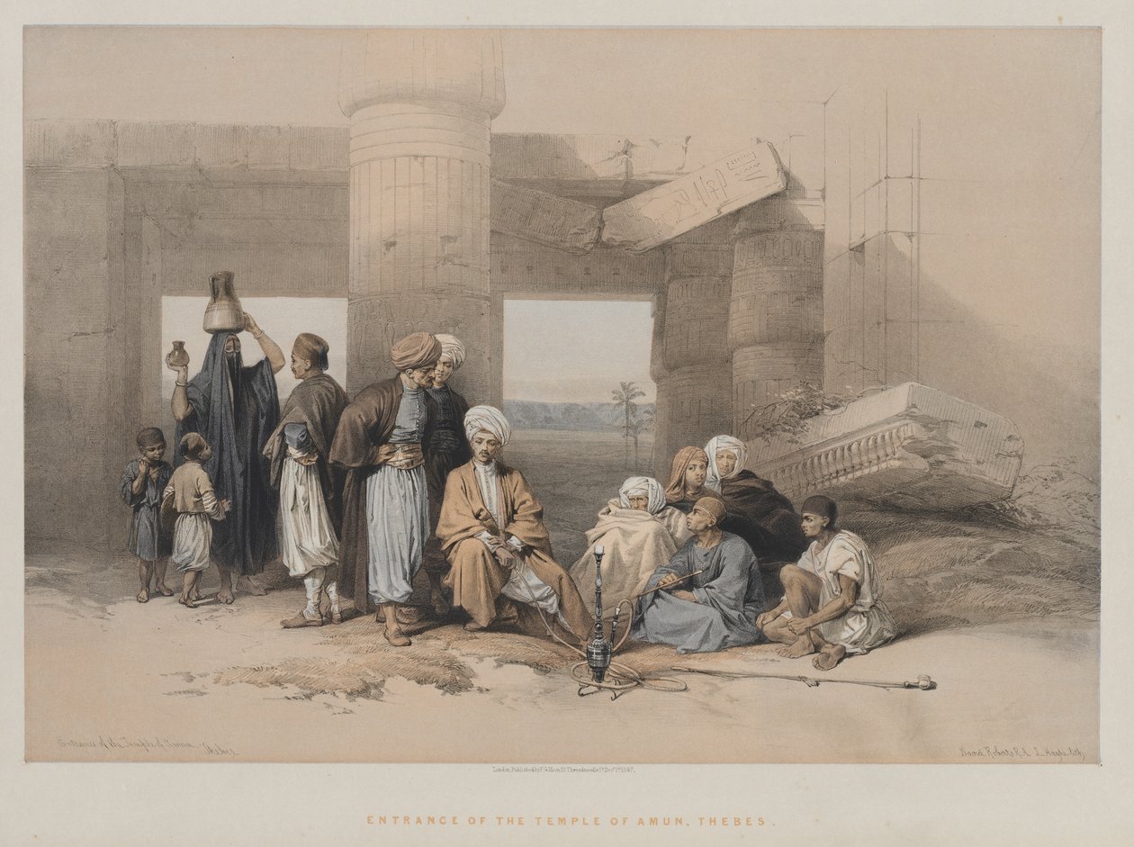 Egito e Núbia, Volume II: Entrada do Templo de Amon, Tebas, 1847. de Louis Haghe