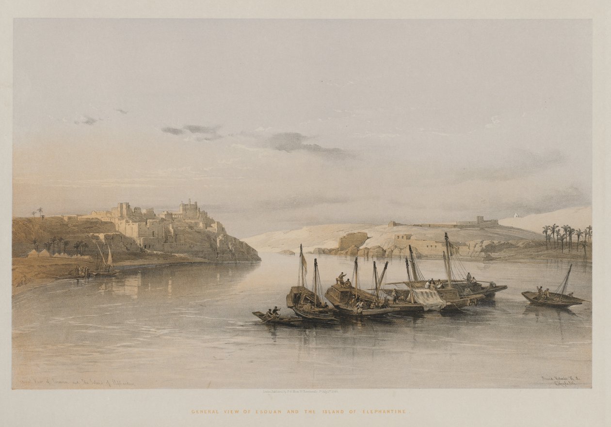 Egito e Núbia, Volume II: Visão Geral de Esouan e da Ilha de Elefantina de Louis Haghe