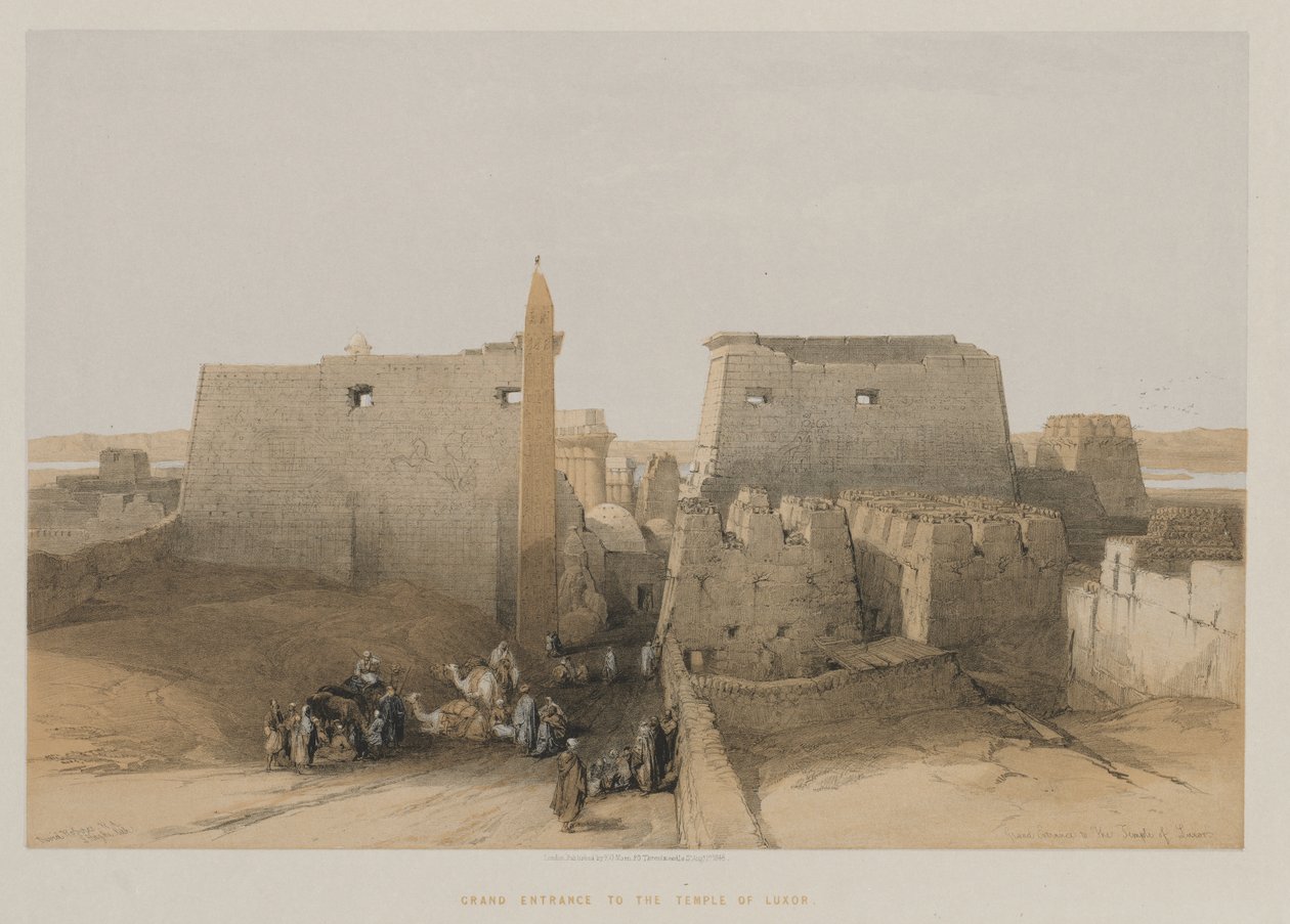 Egito e Núbia, Volume II: Grande Entrada do Templo de Luxor, 1848. de Louis Haghe