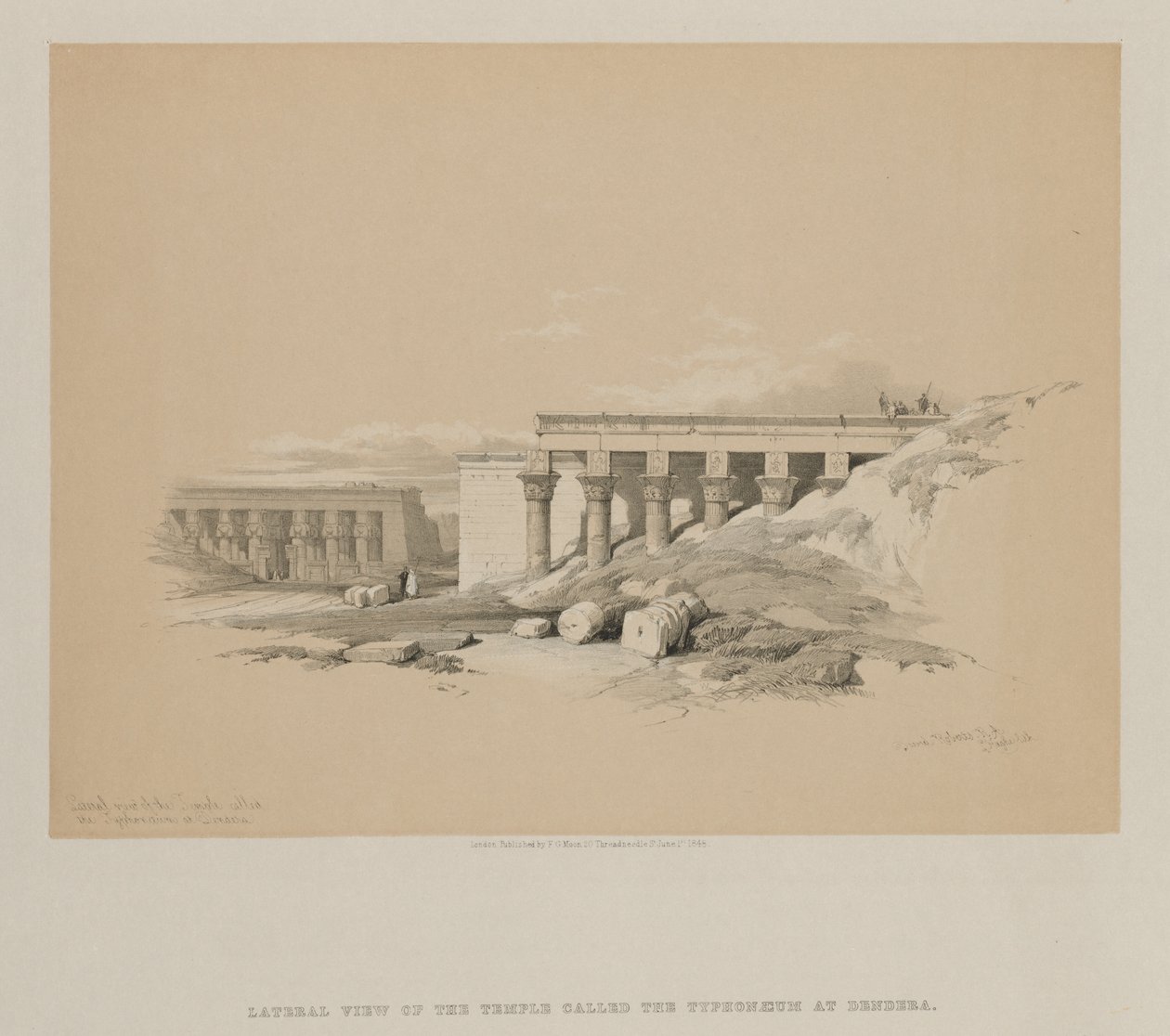 Egito e Núbia, volume II: Vista lateral do templo, chamada Typhonoeum em Dendera, 1848. de Louis Haghe