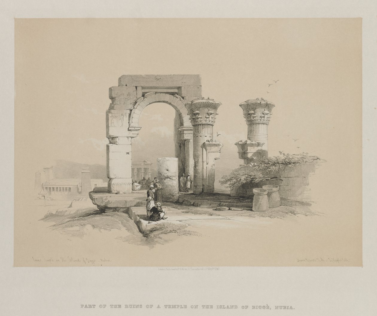 Egito e Núbia, Volume II: Ruínas - Templo na Ilha de Biggeh, Núbia de Louis Haghe