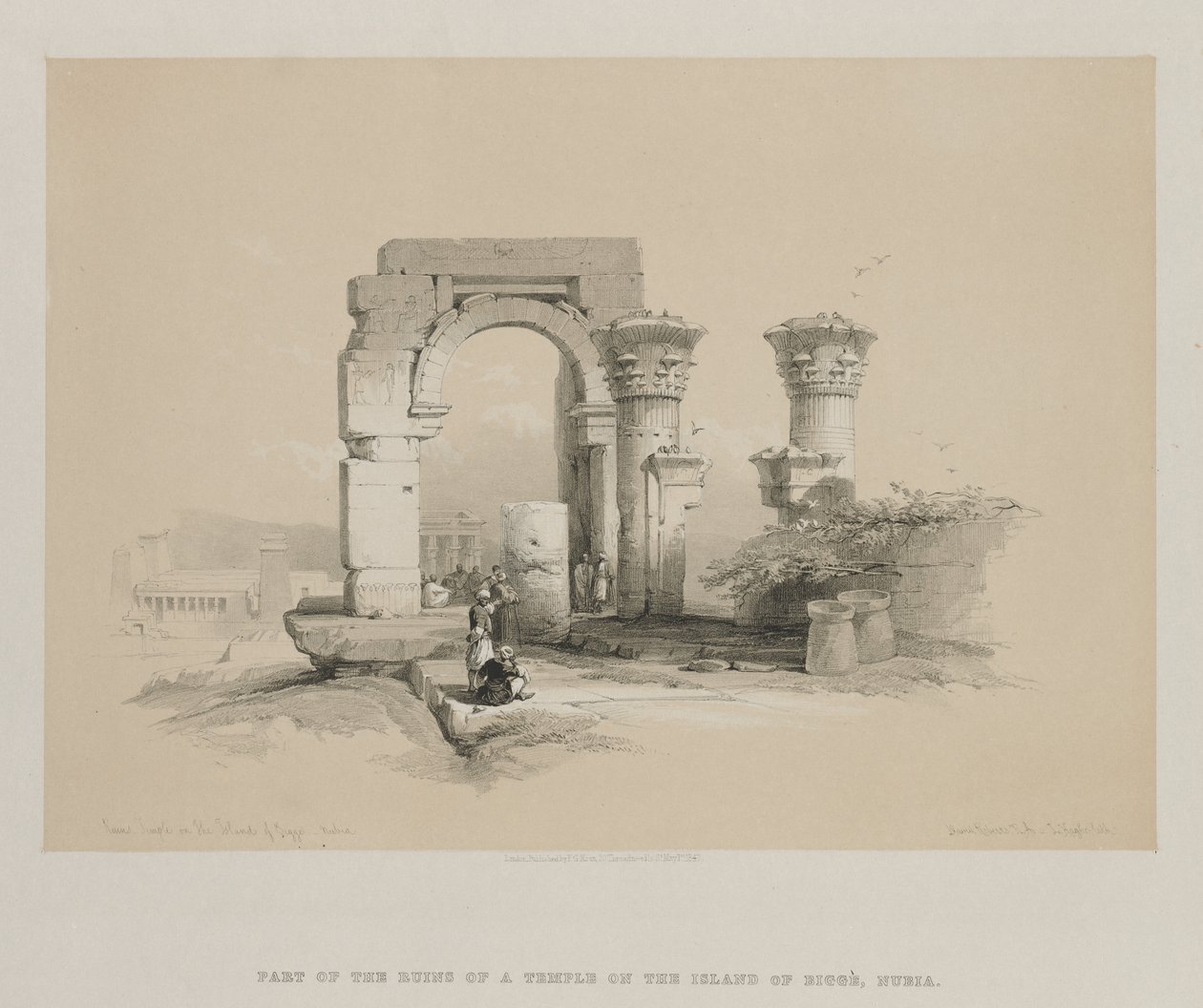 Egito e Núbia, Volume II: Ruínas - Templo na Ilha de Biggeh, Núbia, 1847. de Louis Haghe