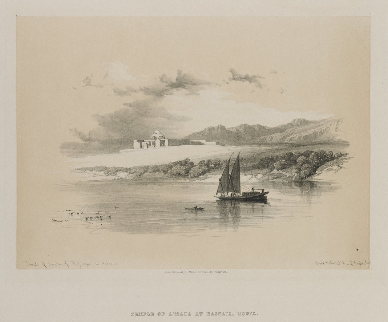Egito e Nubia, Volume II: Templo de Amdda, de Hassaya em Nubia, 1847. de Louis Haghe