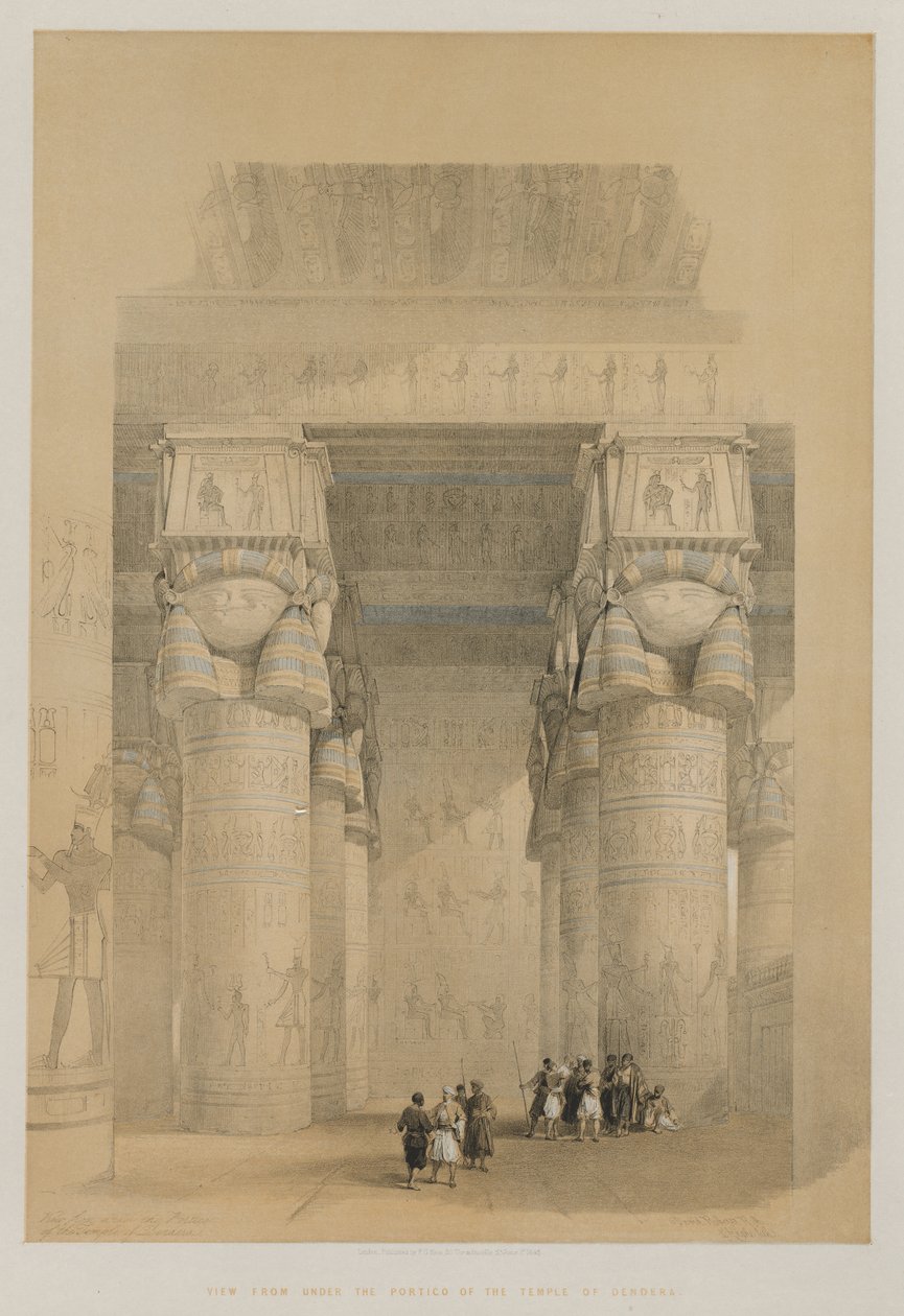 Egito e Núbia, volume II: vista de baixo do pórtico do templo de Dendera, 1849. de Louis Haghe