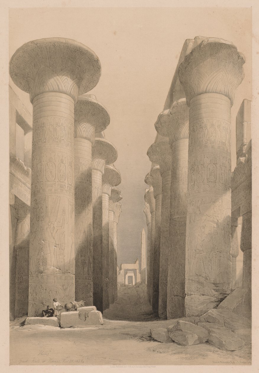 Egito e Núbia: Volume I - No. 20, Grande Salão em Karnak, Tebas de Louis Haghe