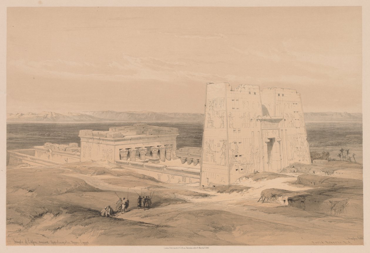 Egito e Núbia: Volume I - No. 34, Templo de Edfou. Apolinopolis antiga, Alto Egito de Louis Haghe