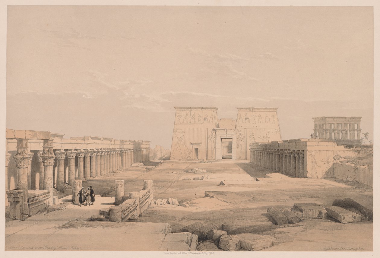 Egito e Nubia: Volume I - Nº 42, Grande Abordagem do Templo de Philae, Nubia, 1838. de Louis Haghe