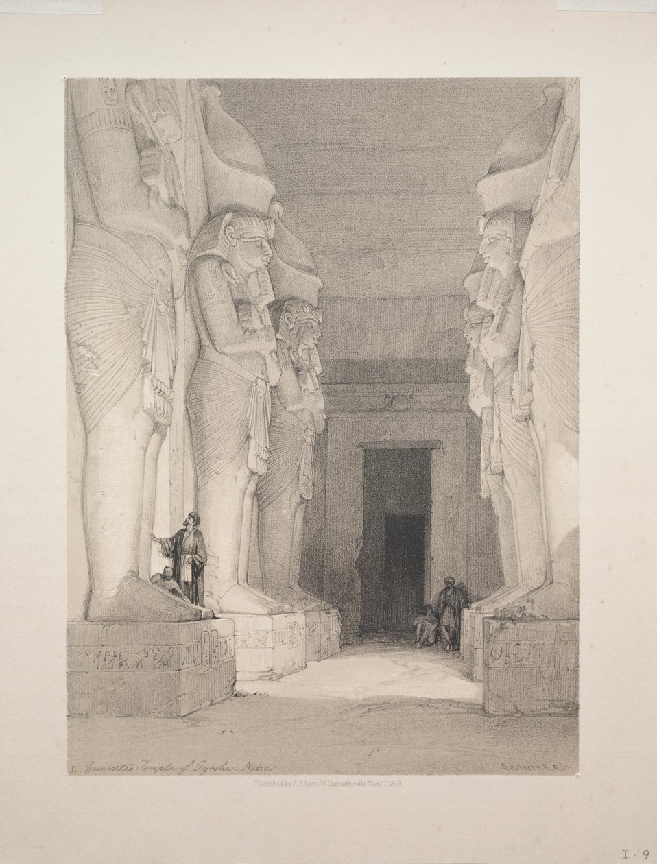 Egito e Núbia: Volume I - No. 9, Templo Escavado de Gyrshe, Núbia de Louis Haghe