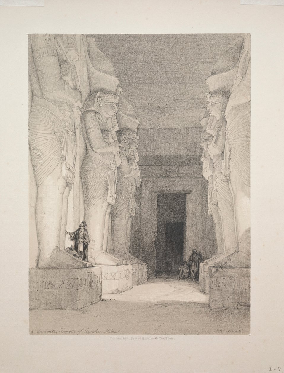 Egito e Nubia: Volume I - Nº 9, Templo Escavado de Gyrshe, Nubia, 1838. de Louis Haghe