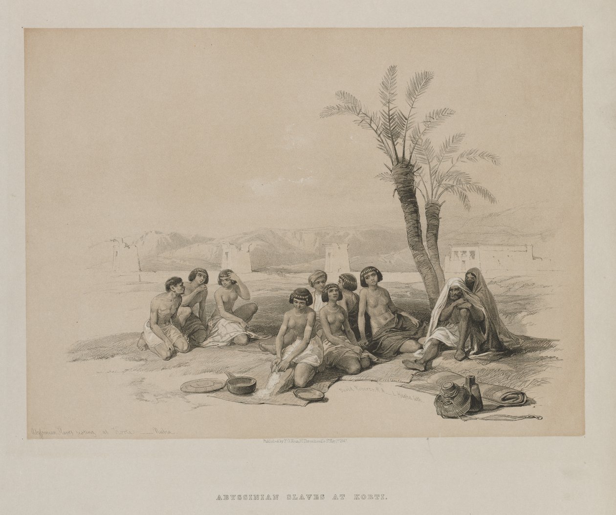 Egito e Núbia, Volume I: Escravos Abissínios Descansando em Korti-Nubia de Louis Haghe