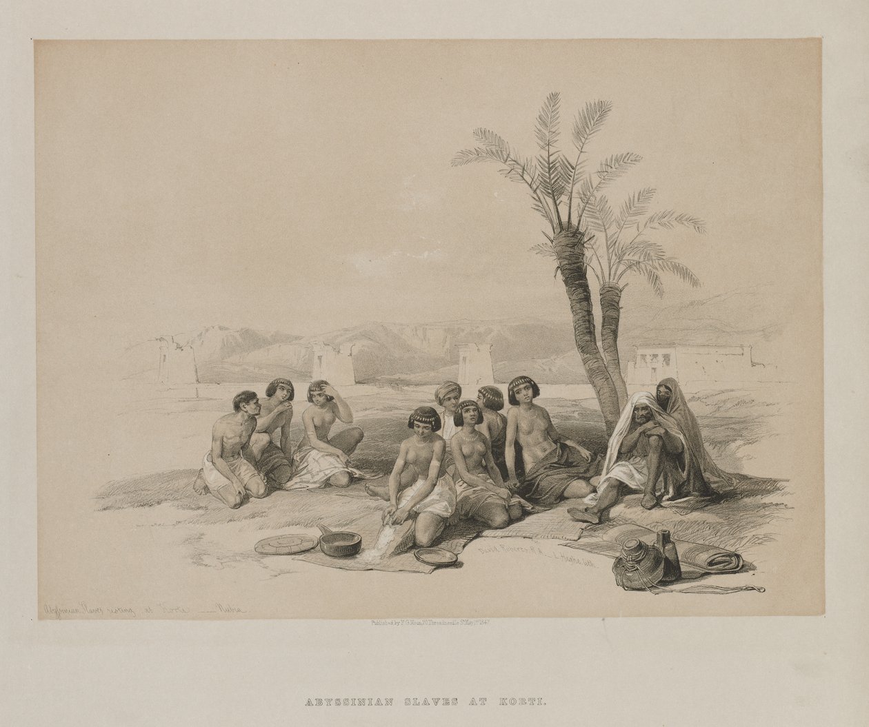 Egito e Núbia, volume I: escravos abissínio descansando em Korti-Nubia, 1847. de Louis Haghe