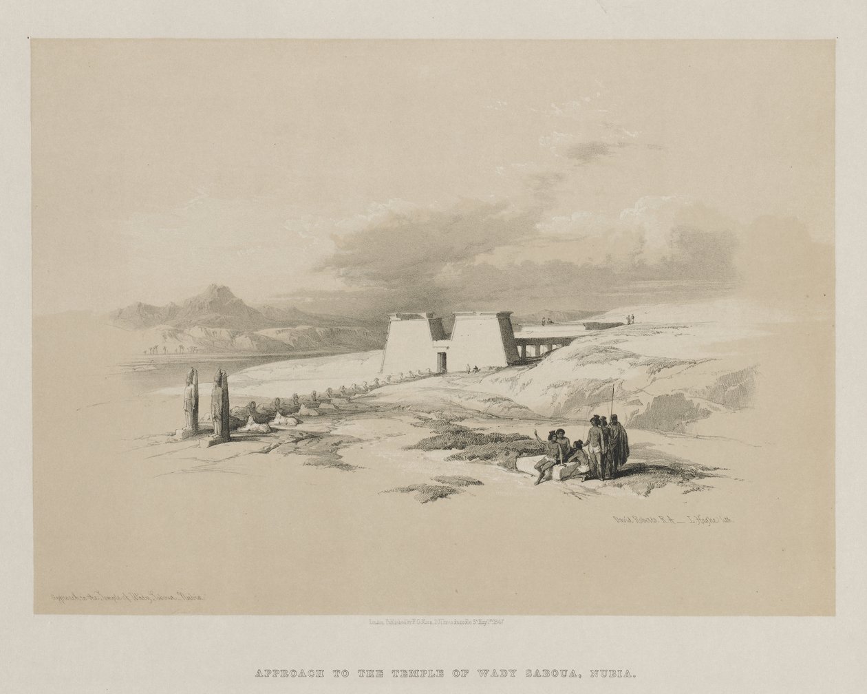Egito e Núbia, Volume I: Abordagem ao Templo de Wady Saboua, Núbia de Louis Haghe