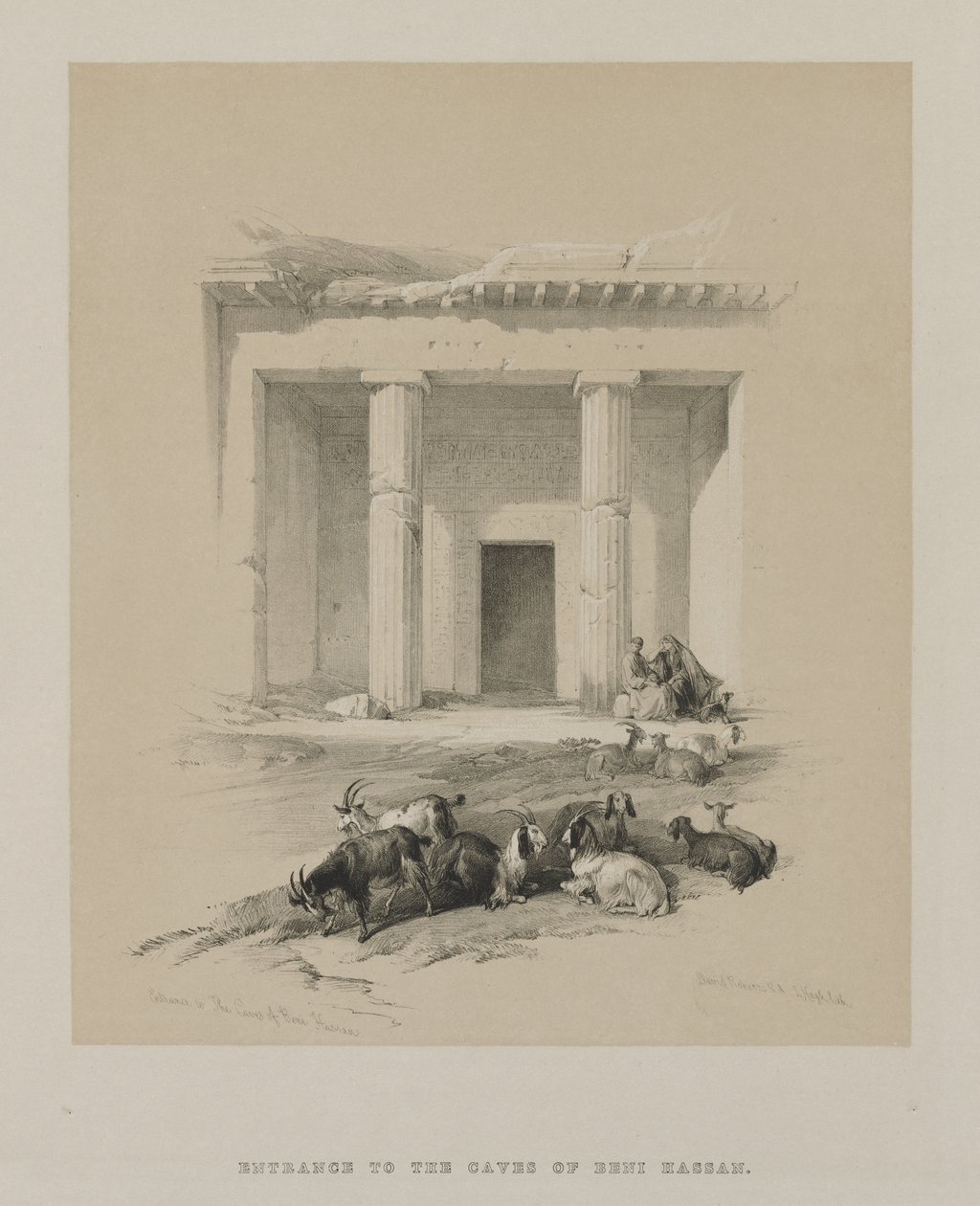 Egito e Núbia, Volume I: Entrada para as Cavernas de Beni-Hasan de Louis Haghe