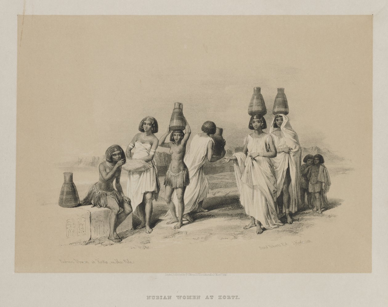Egito e Núbia, Volume I: Mulheres núbios em Kortie, no Nilo, 1847. de Louis Haghe