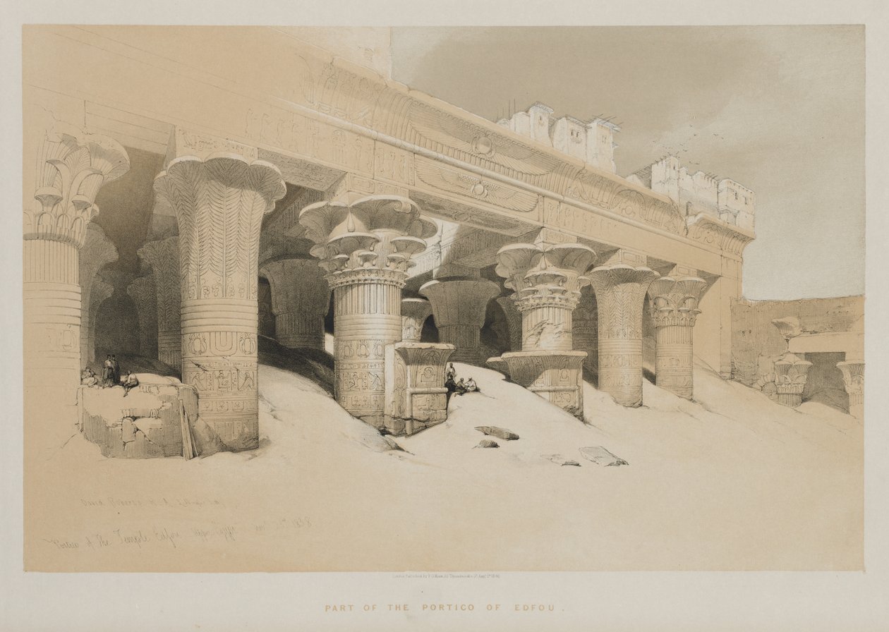 Egito e Núbia Volume I: Pórtico do Templo Edfou, Alto Egito, 1846. de Louis Haghe