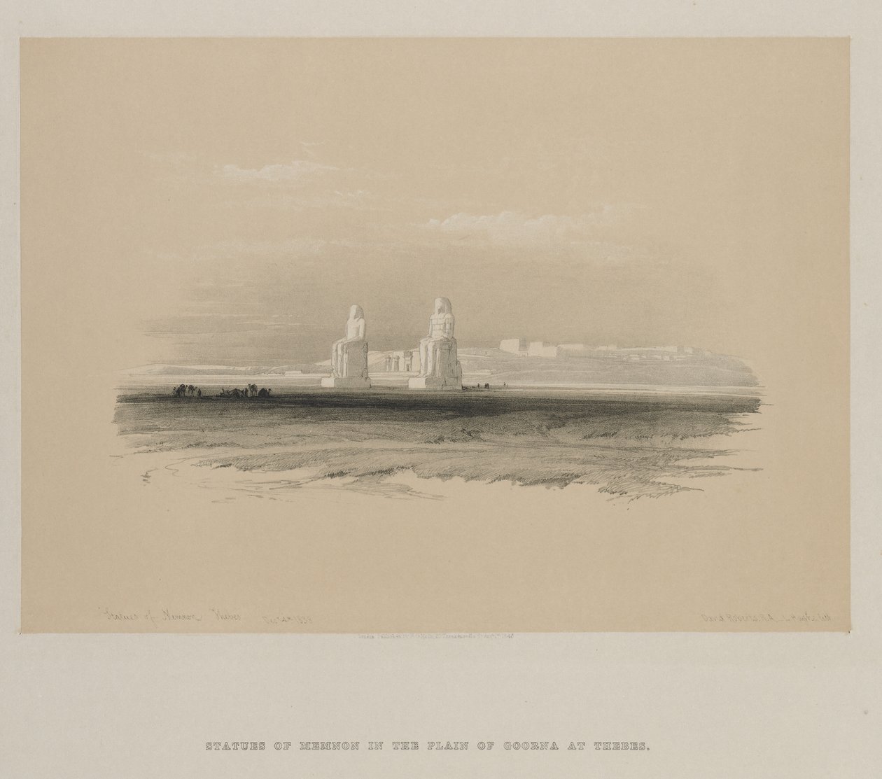 Egito e Núbia, Volume I: Estátuas de Memnon, Tebas, 1846. de Louis Haghe