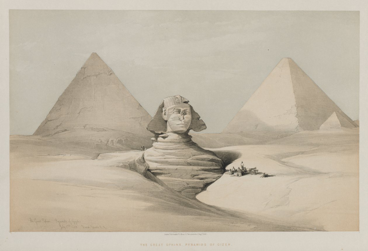 Egito e Núbia, Volume I: A Grande Esfinge, Pirâmides de Gezeeh, 1846. de Louis Haghe