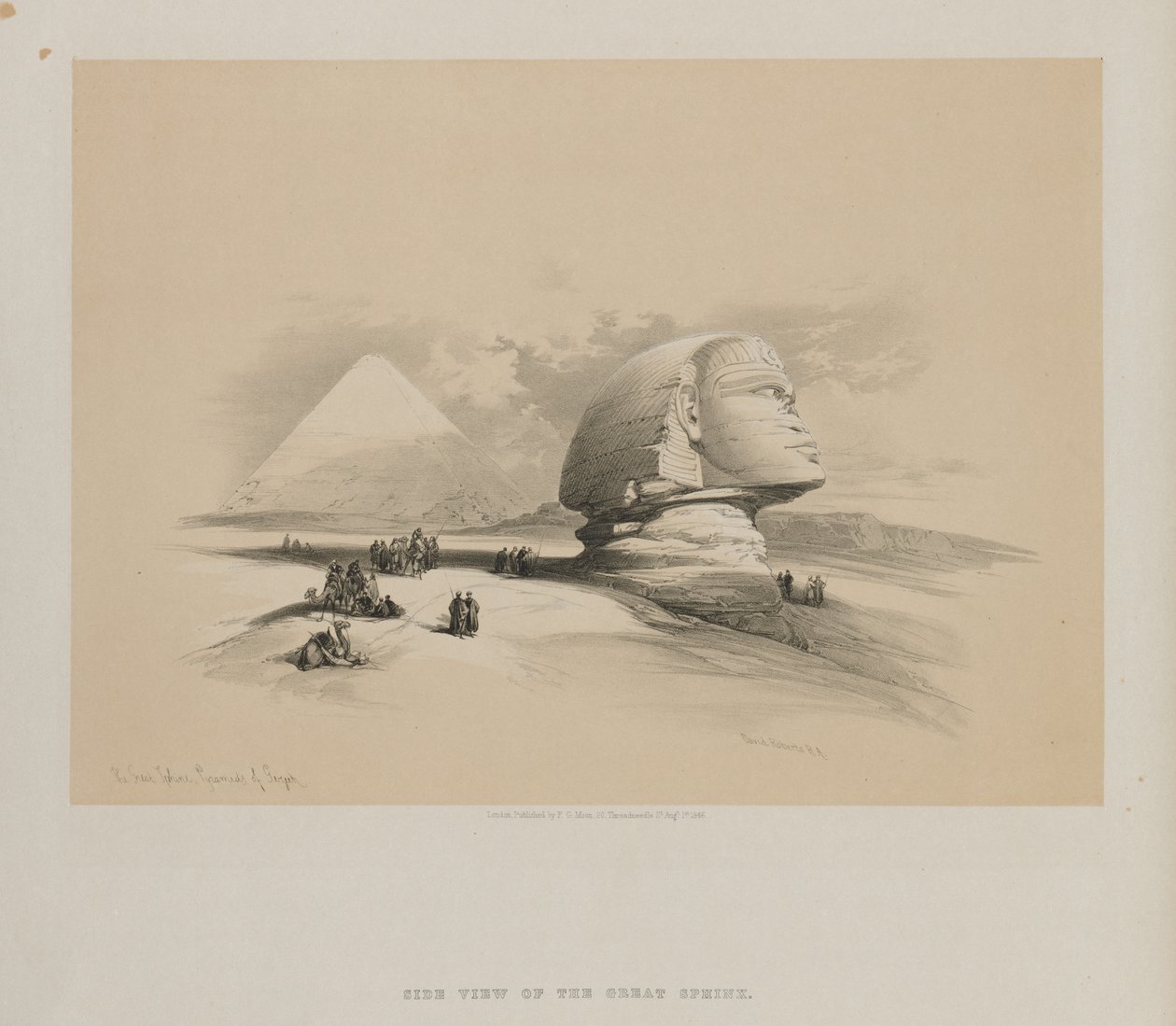 Egito e Núbia, Volume I: A Grande Esfinge, Pirâmides de Gezeeh, 1846. de Louis Haghe
