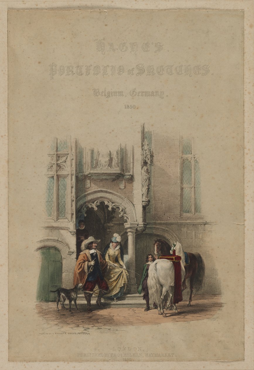 Portfólio de esboços de Haghes. Bélgica. Alemanha, vol. III: Página de rosto, em uma porta ... Bruges, 1850. de Louis Haghe