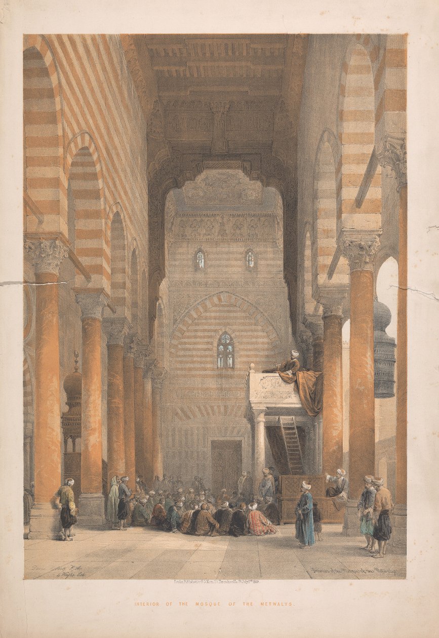 Interior da mesquita dos Metwalys de Louis Haghe