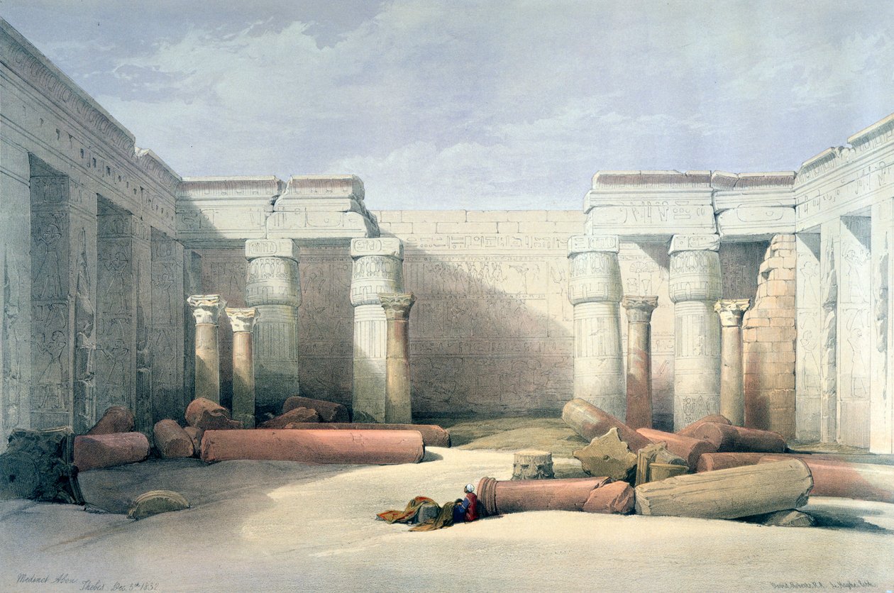 Medinet Abou, Tebas, 5 de dezembro de 1832, Egito, século XIX de Louis Haghe