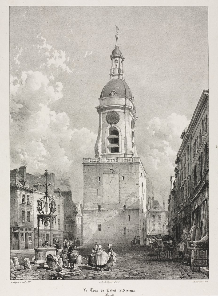 Viagens pitorescas e românticas na França Antiga, Picardia: O Campanário de Amiens, Picardia, depois de François Bonhommé (francês, 1809-1881) ) de Louis Haghe