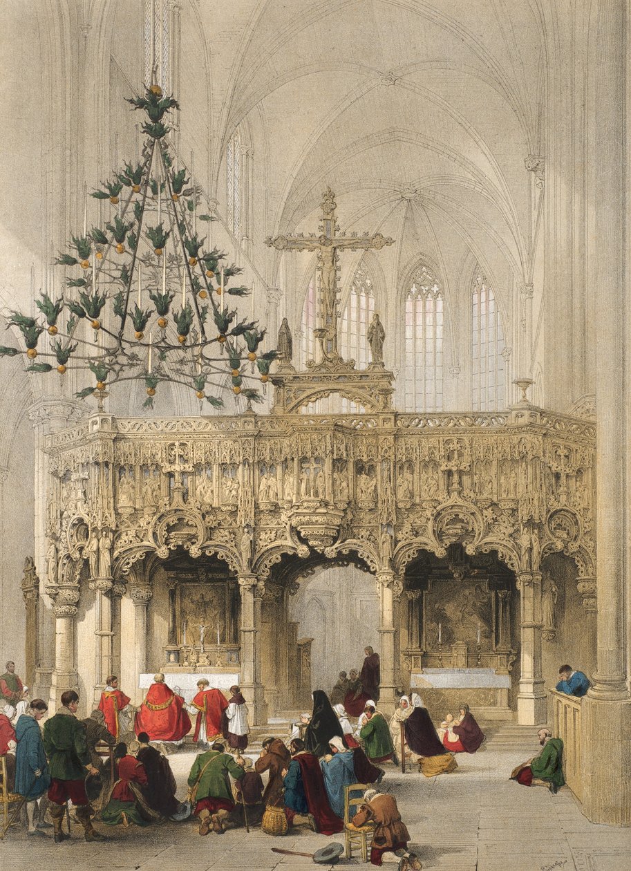 Tela na Igreja de Aerscot, folha 2 de &39;Carteira de esboços de Haghe: Bélgica, Alemanha&39;, c.1845-55 de Louis Haghe