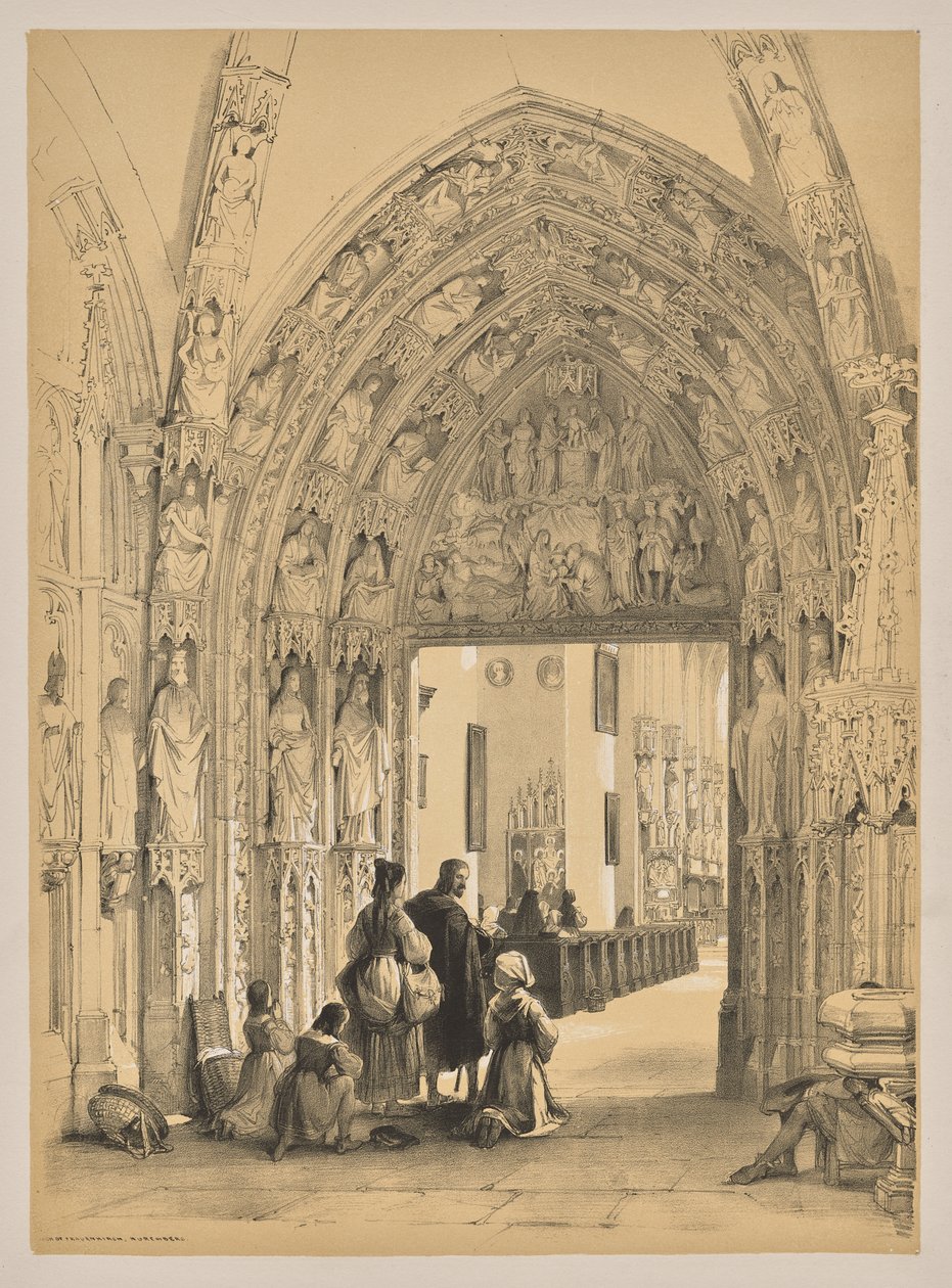 Esboços na Bélgica e na Alemanha, Primeira Série, Pórtico de Frauenkirch, Nuremberg de Louis Haghe