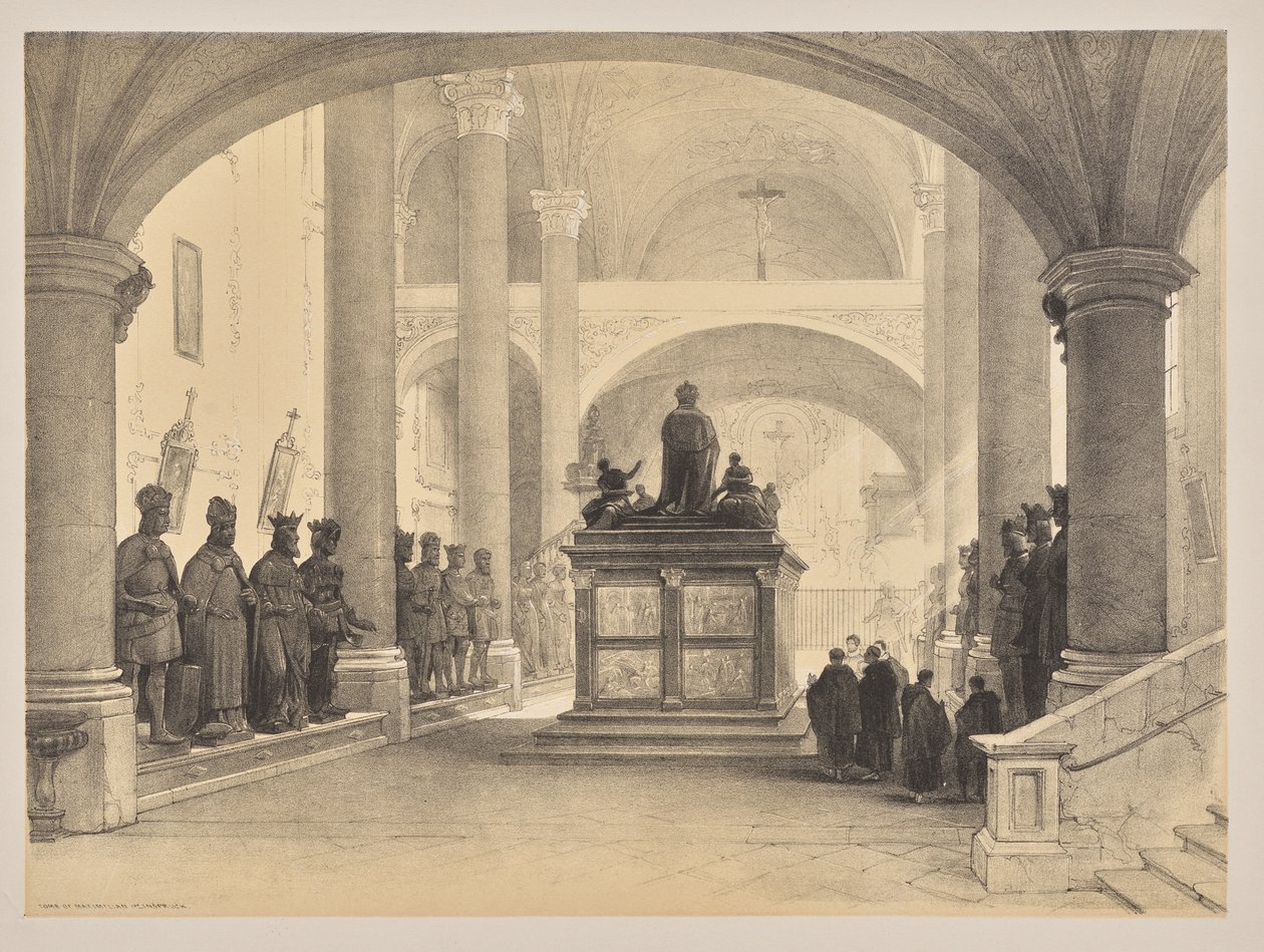 Esboços na Bélgica e na Alemanha, Primeira Série, Tumba de Maximiliano 1º, Innsbruck de Louis Haghe