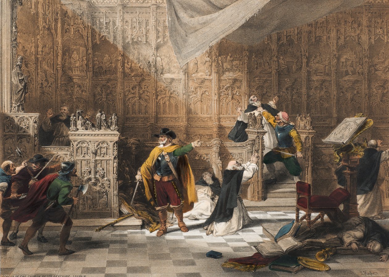 Tendas da Igreja de Santa Gertrudes, Louvain, Folha 11 de &39;Carteira de esboços de Haghe: Bélgica, Alemanha&39;, c.1845-55 de Louis Haghe