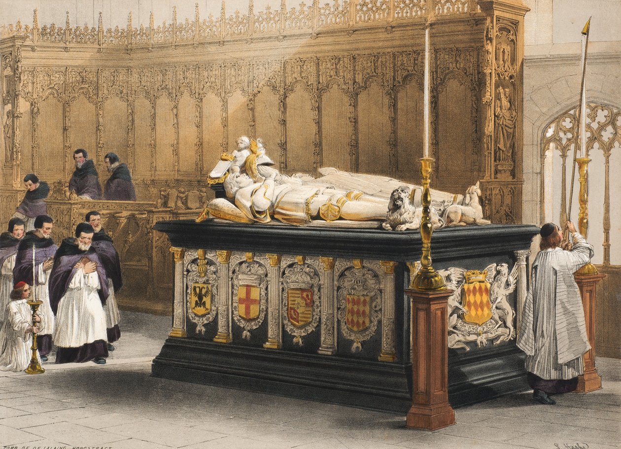 Túmulo de De Lalaing Hoogstragt, folha 3 de &39;Carteira de esboços de Haghe: Bélgica, Alemanha&39;, c.1845-55 de Louis Haghe