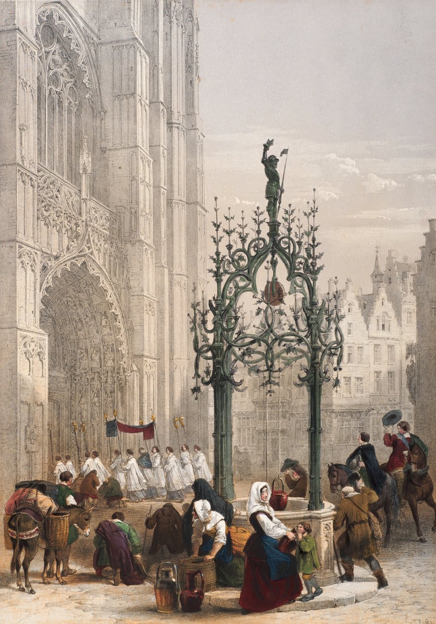 Bem de Quentin Matsys, Antuérpia, folha 1 da &39;Carteira de esboços de Haghe: Bélgica, Alemanha&39;, c.1845-55 de Louis Haghe