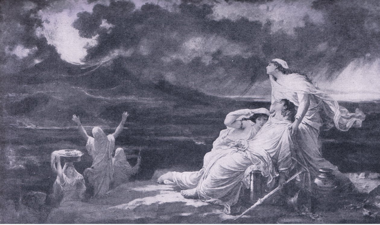 Herculano: A erupção do Vesúvio, ilustração da Biblioteca Mundial de Melhores Livros, c.1940 de Louis Hector Leroux