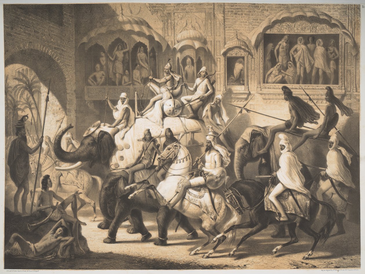 Uma estrada em Lahore, Março de 1842 de Louis Henri de Rudder