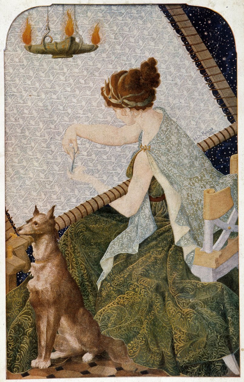 Penelope com a sua tapeçaria - painel bordado por H. de Rudder de Louis Henri de Rudder