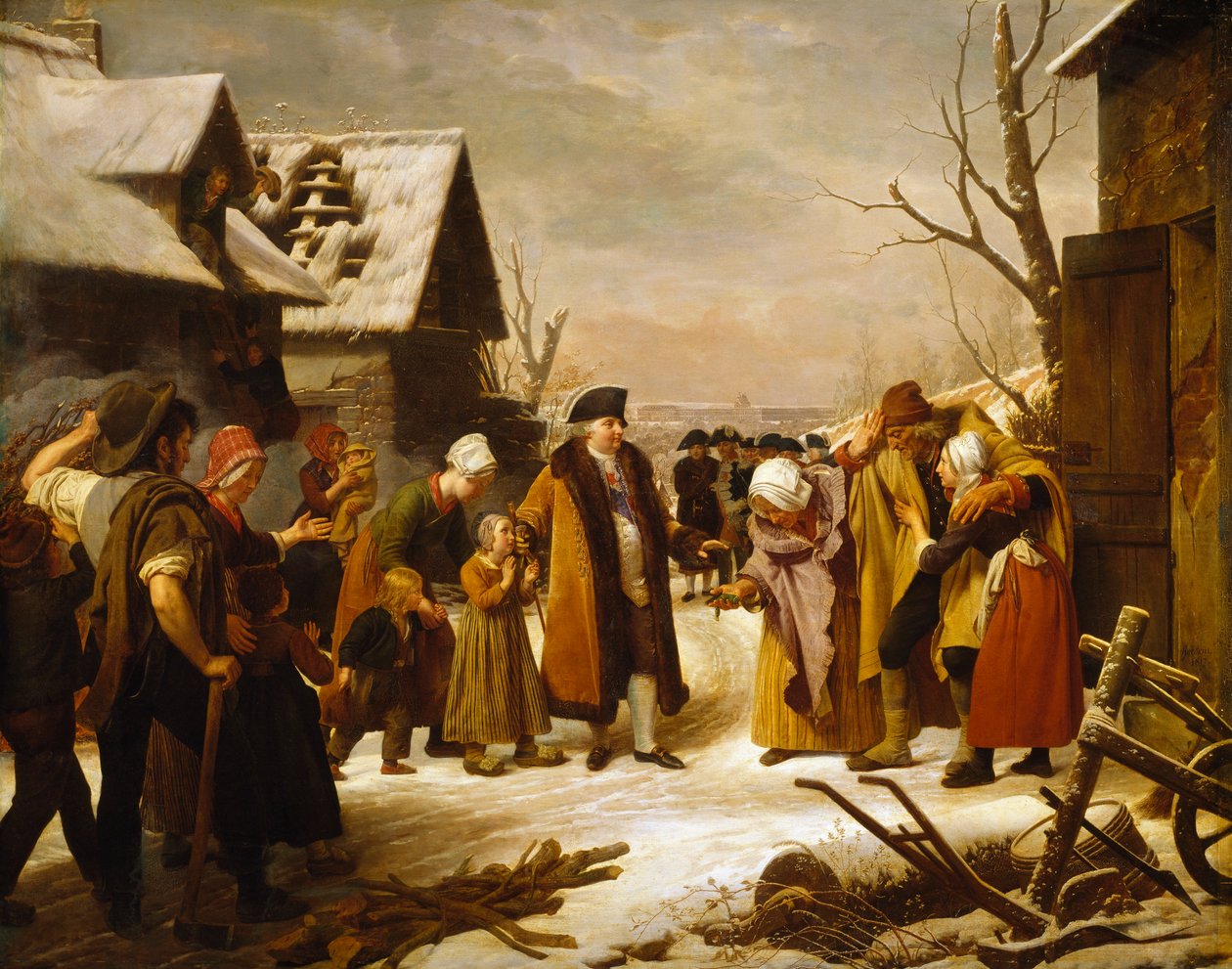 Luís XVI Distribuindo esmolas aos pobres de Versalhes durante o inverno de 1788 de Louis Hersent