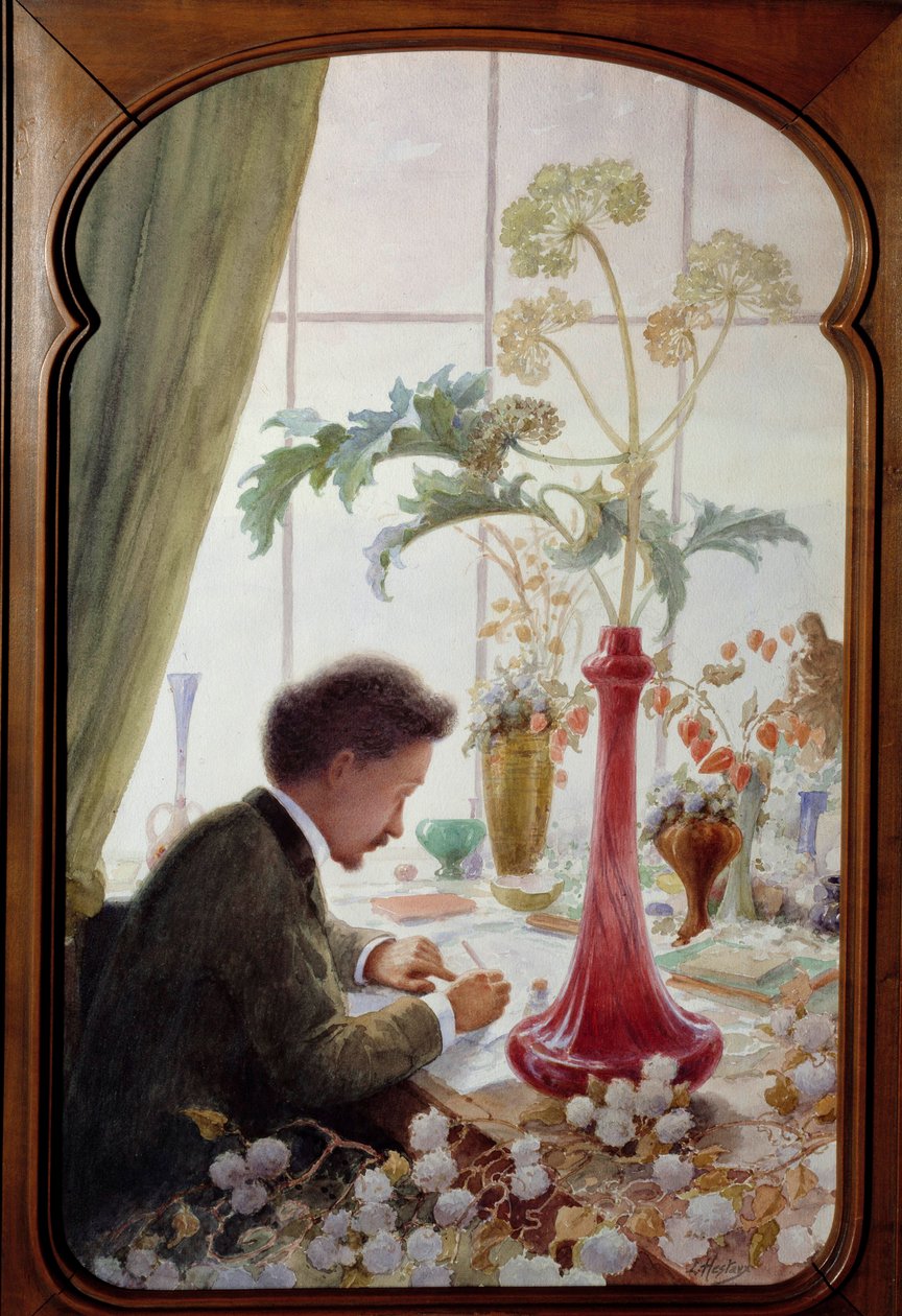Retrato de Emile Galle (1846 - 1904), artista francês. Pintura de Louis Hestaux (1858 - 1919) de Louis Hestaux