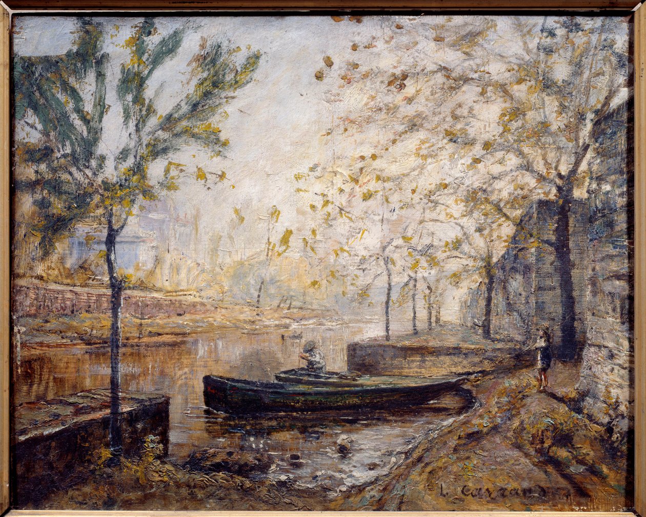 Beira-rio. Pintura de Louis Carrand (1821-1899) de Louis Hilaire Carrand