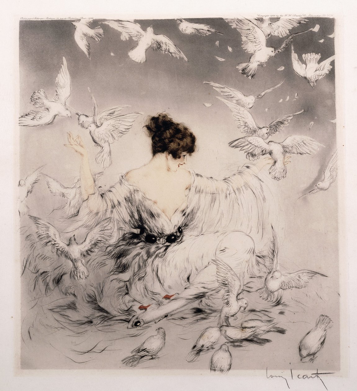 menina com pombas de Louis Icart