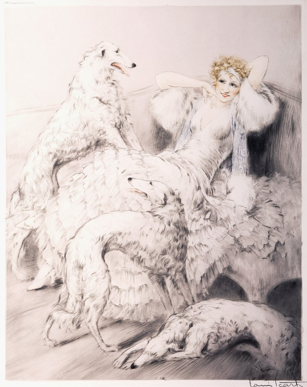 Gril com o atendente Borzoi de Louis Icart